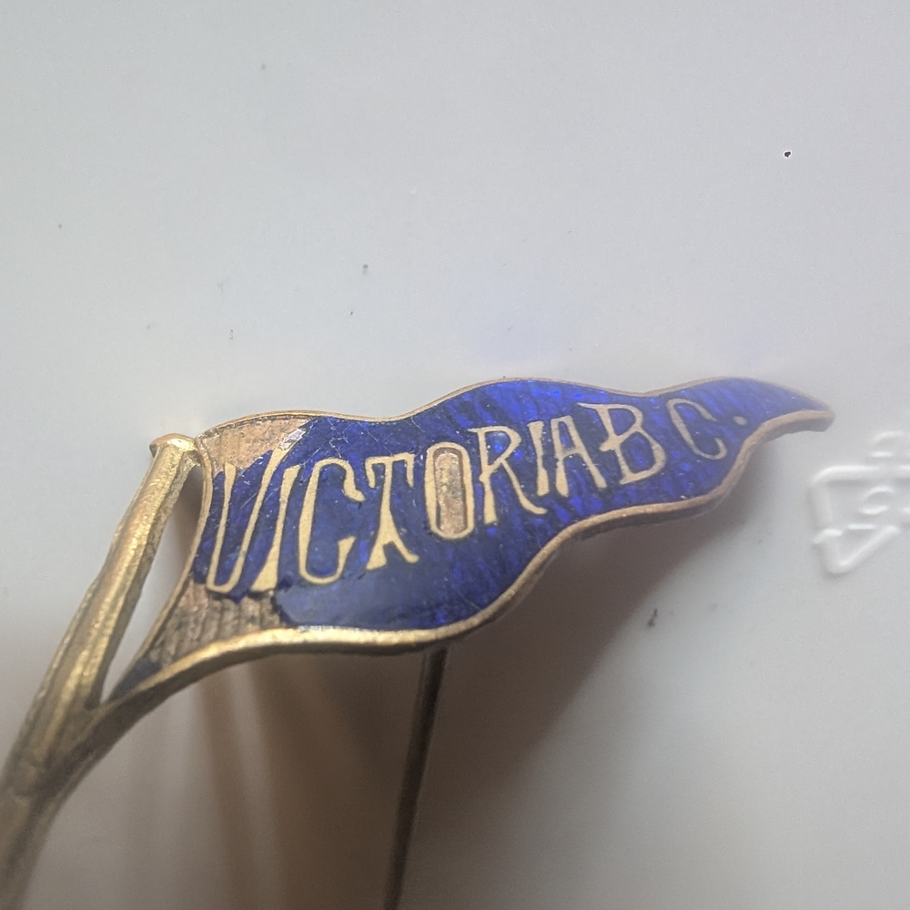 Victoria BC Blue and Gold Brooch